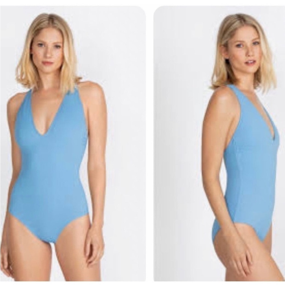 NEW Johnny Was Calme Cross Back One Piece Swimsuit Della Blue